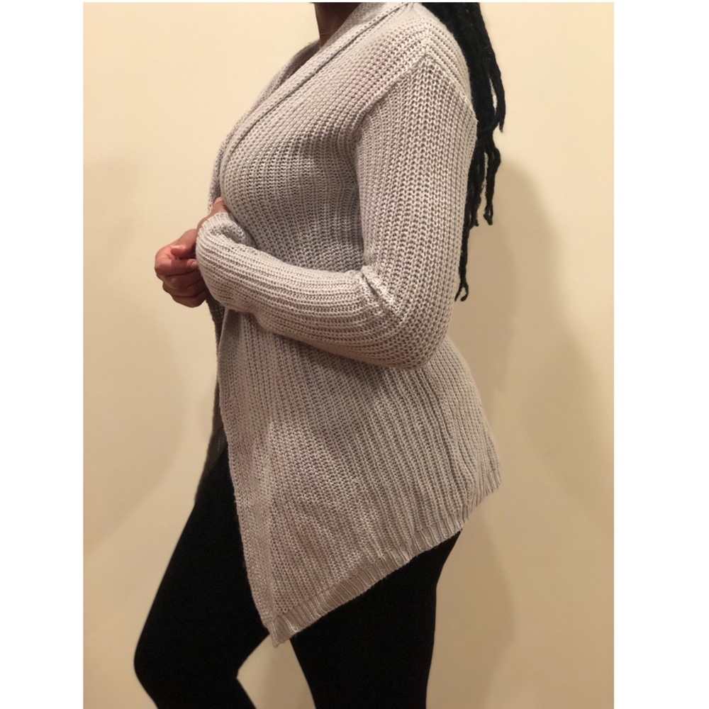 Asymmetrical hem open front cardigan